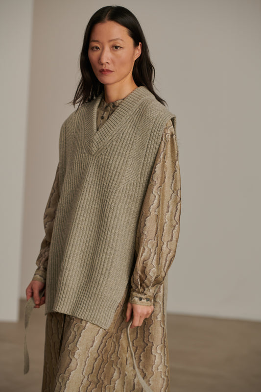 Pullover Costa - Meliertes Grau - Wolle - Damen
