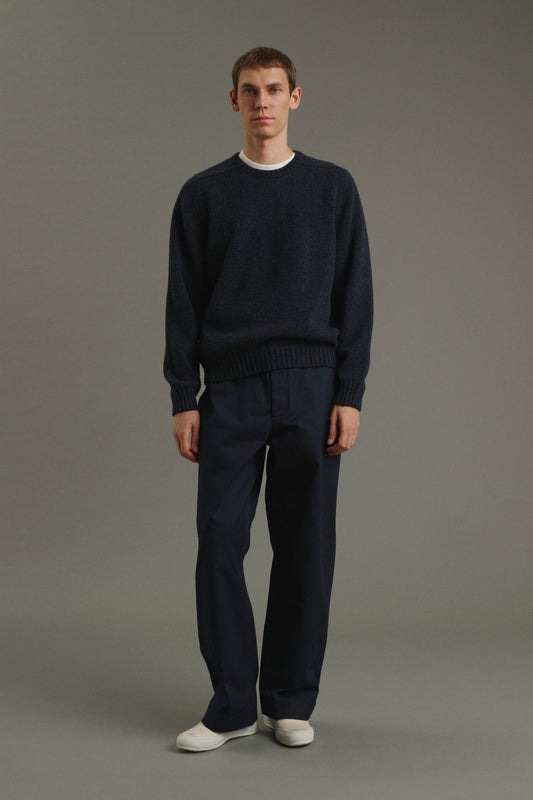 Pull Isamu - Navy Chiné - Laine - Homme
