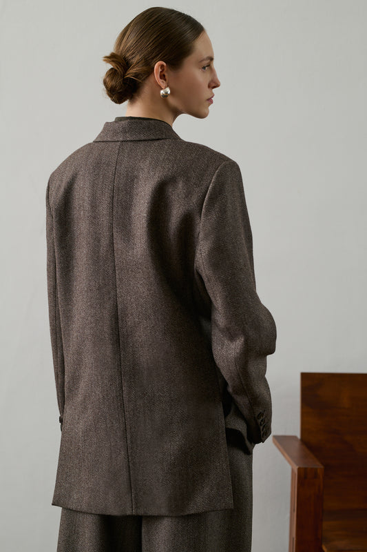 Veste Dune - Marron/Écru - Laine - Femme