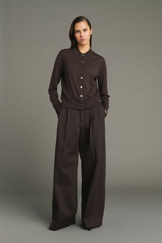 Hailey Cardigan - Chocolate - Merino Wool - Women
