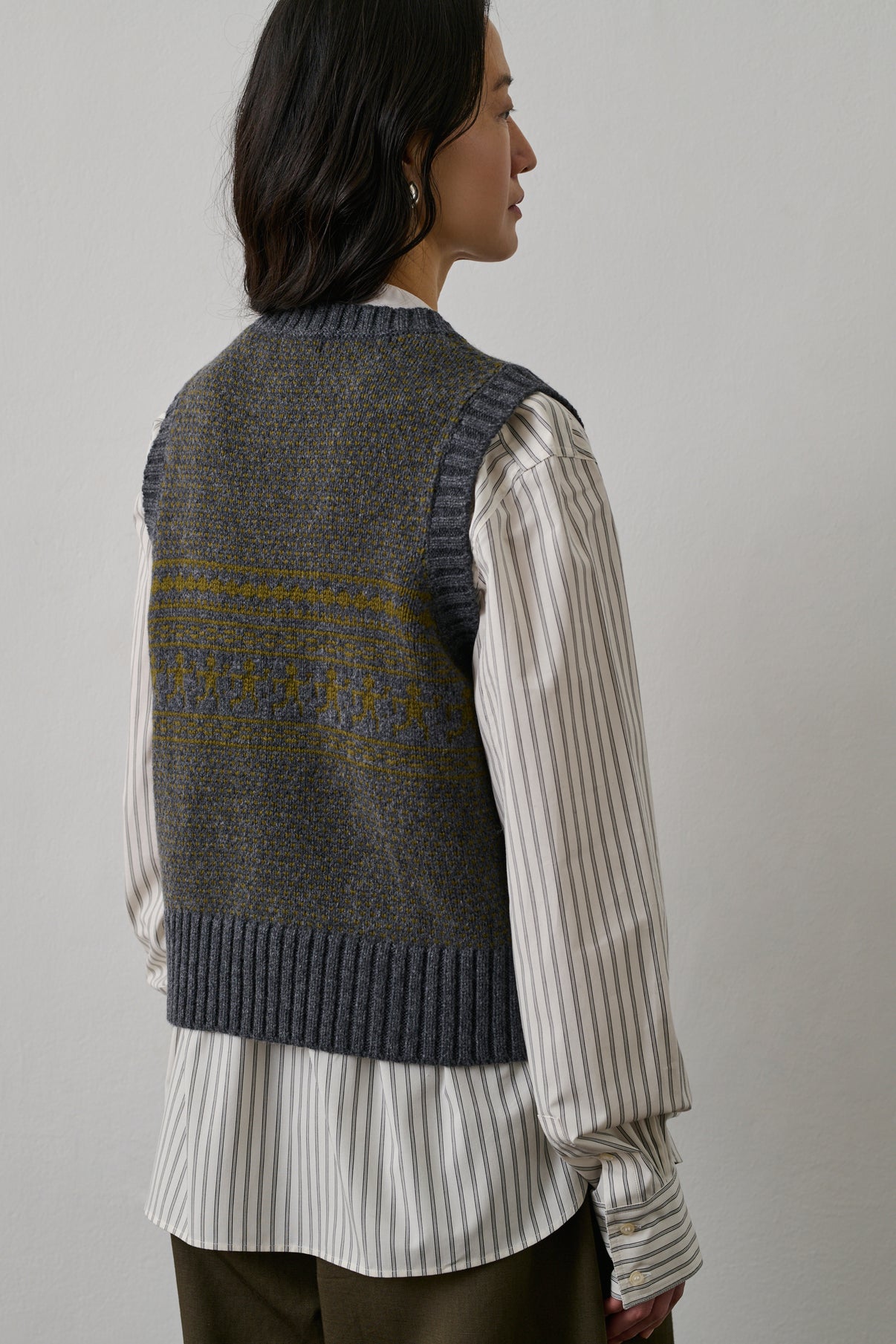 Pull Namaste - Gris/Olive - Laine - Femme vue 3