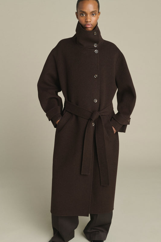 Manteau James - Marron Foncé - Laine - Femme