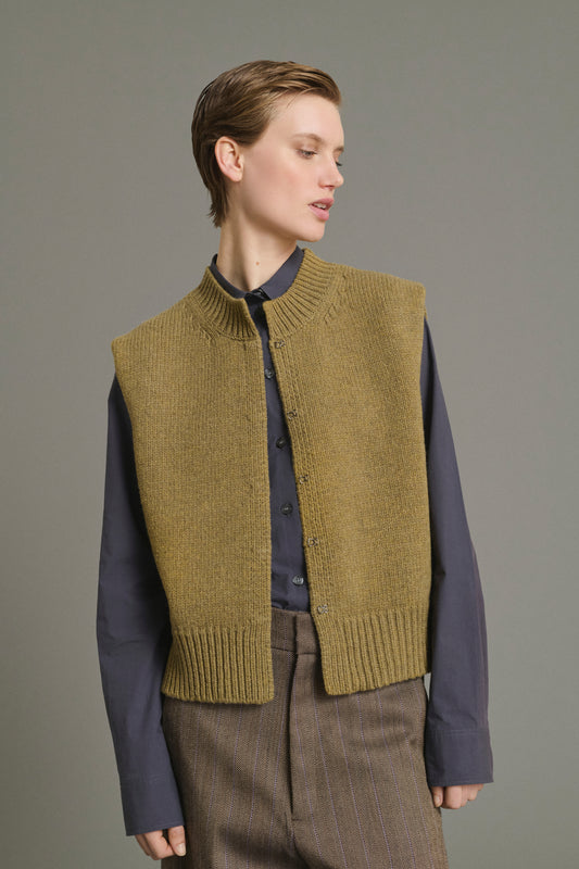 Kalyanee Cardigan - Lime - Wool - Women