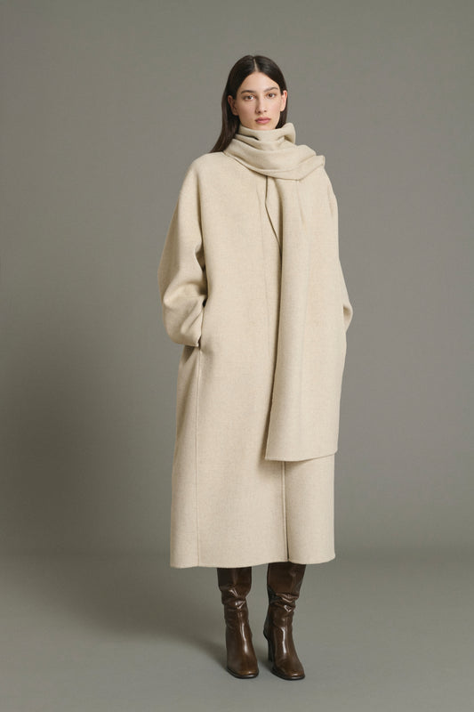 Mantel Finn - Ecru/Grau - Wolle - Damen