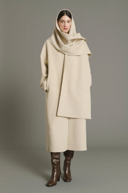 Mantel Finn - Ecru/Grau - Wolle - Damen
