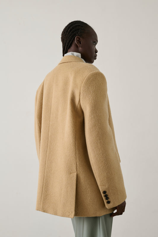 Mantel Helga - Beige Gebürstes Wollgewebe Damen - Soeur