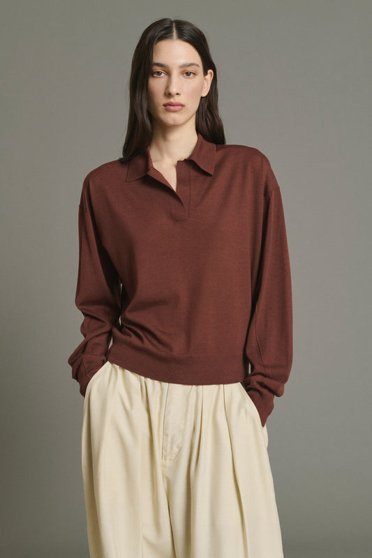 Pullover Fleming - Mahagoni - Merinowolle - Damen