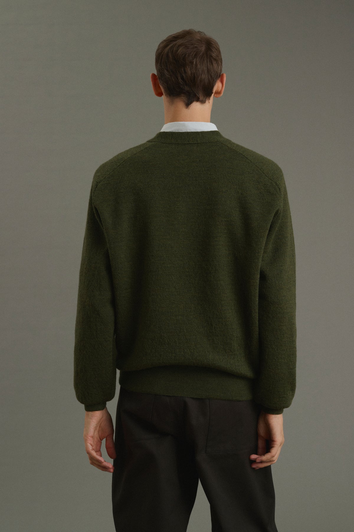 Pullover Themo - Dunkelgrün - Wolle - Herren vue 4