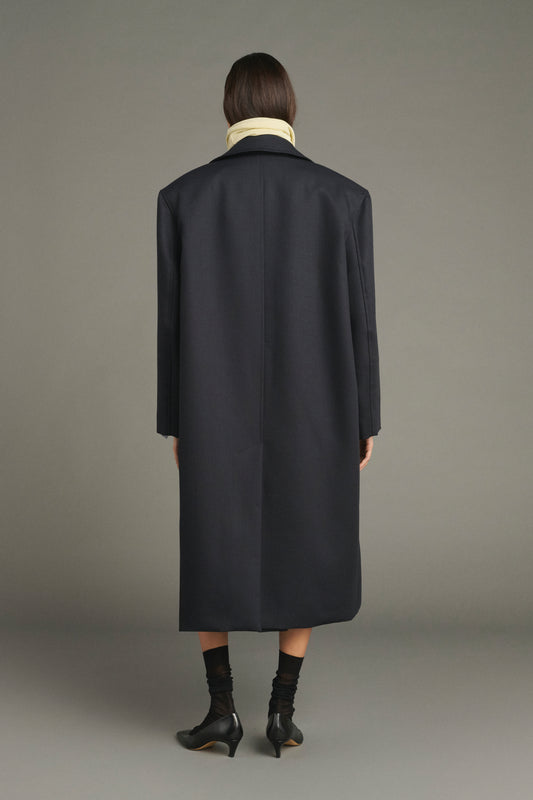 Mantel Liam – Deep Navy – Wolle – Damen