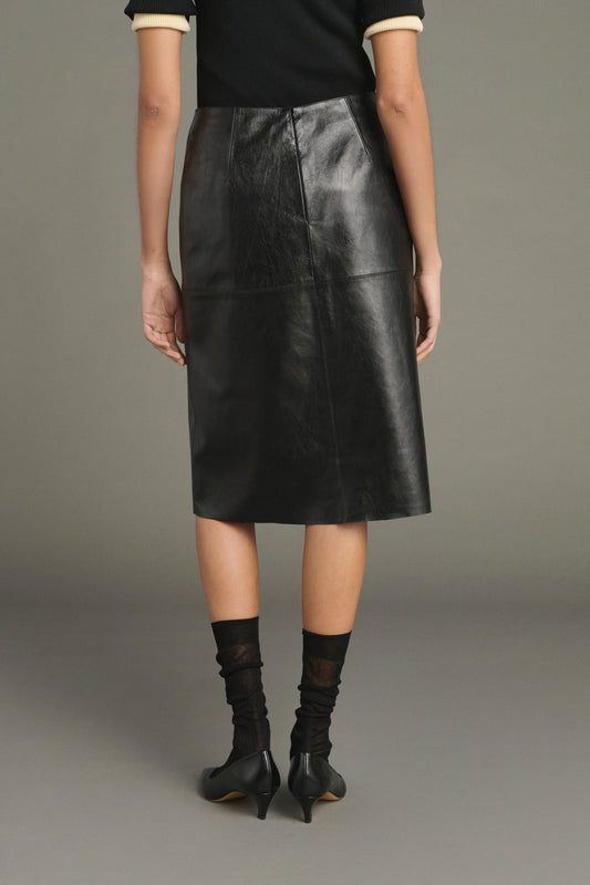 Jupe Gwen - Noir - Cuir - Femme