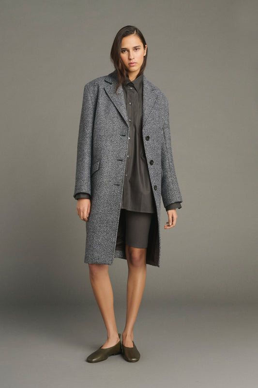 Mantel Leon – Grau/Schwarz – Wolle – Damen