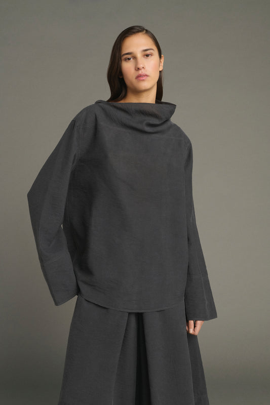 Bluse Laila - Anthrazitgrau - Seide - Damen