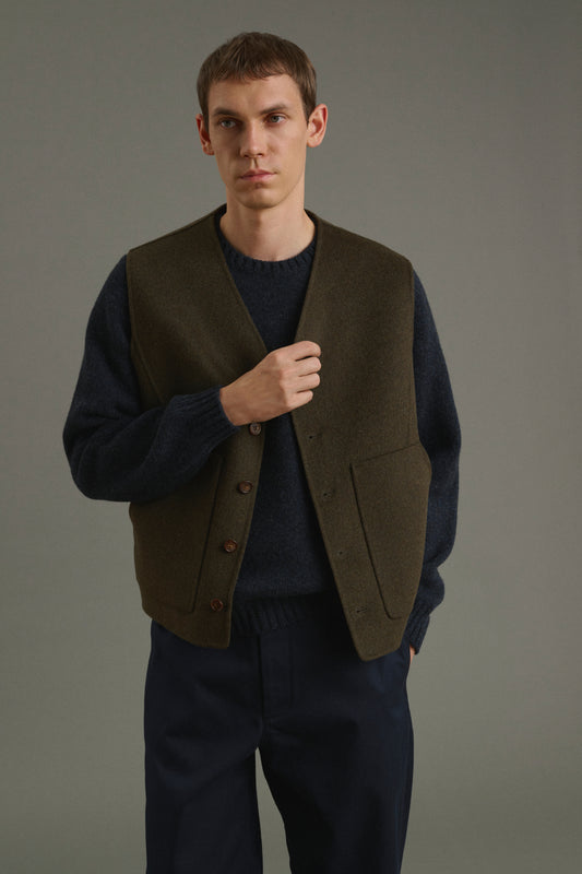 Jacke Romain - Meliertes Khaki - Doppelseitiger Stoff - Herren
