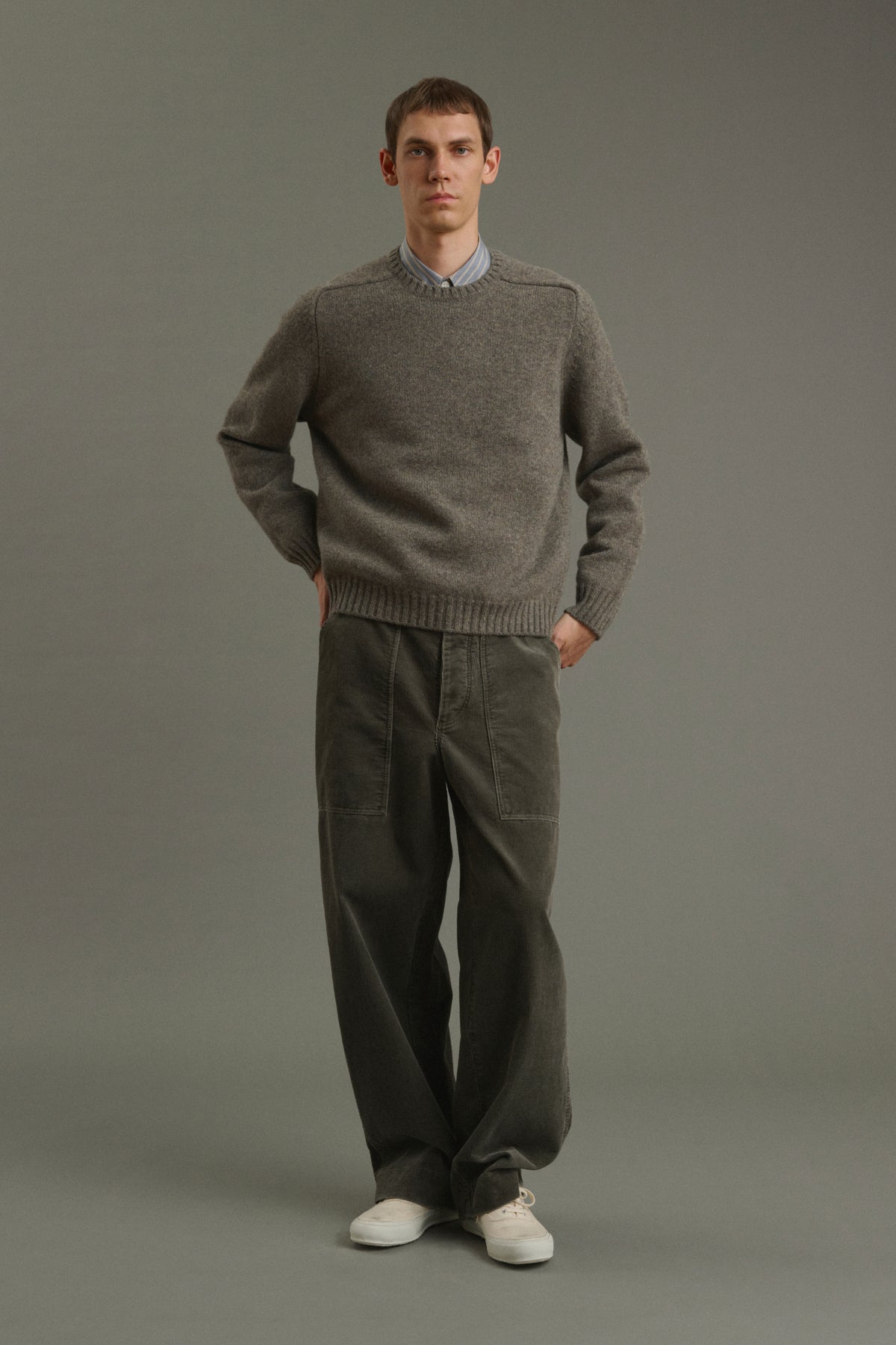 Pullover Isamu - Graugrün - Wolle - Herren