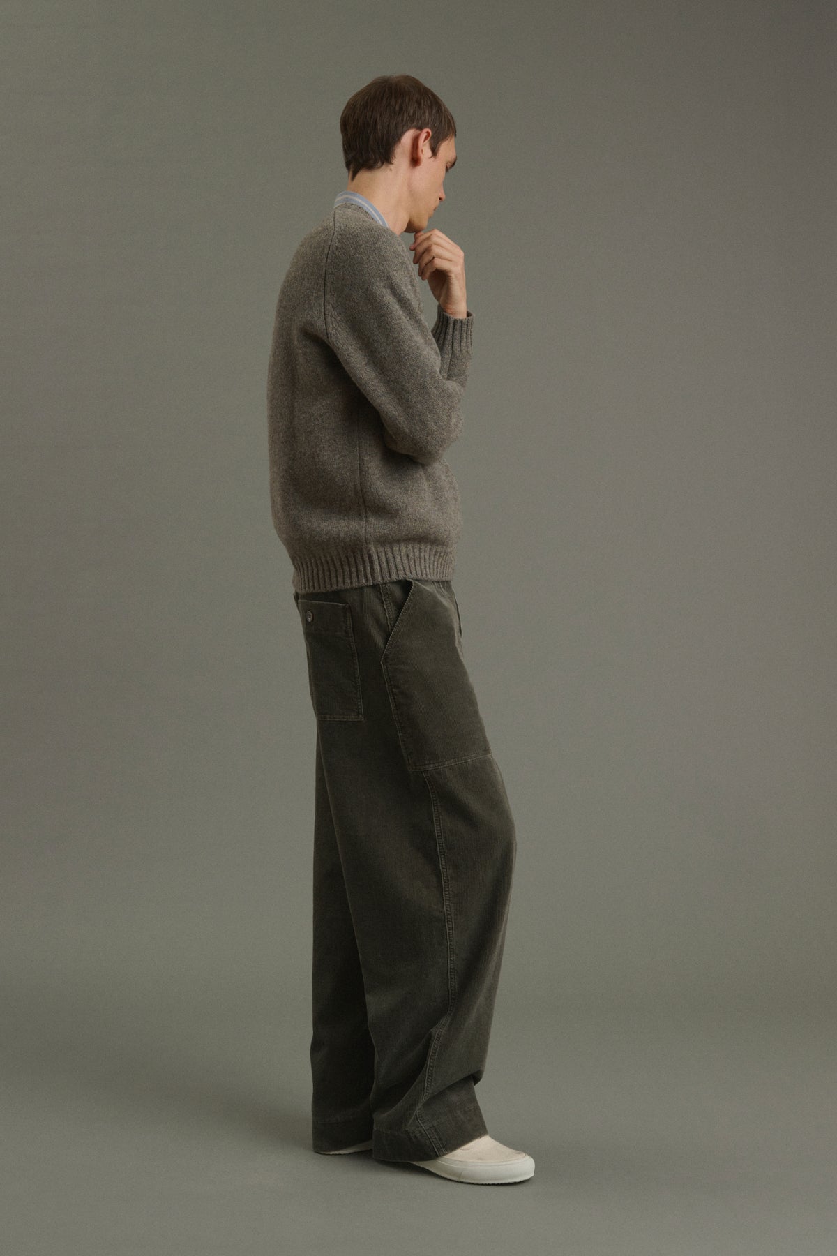 Pullover Isamu - Graugrün - Wolle - Herren