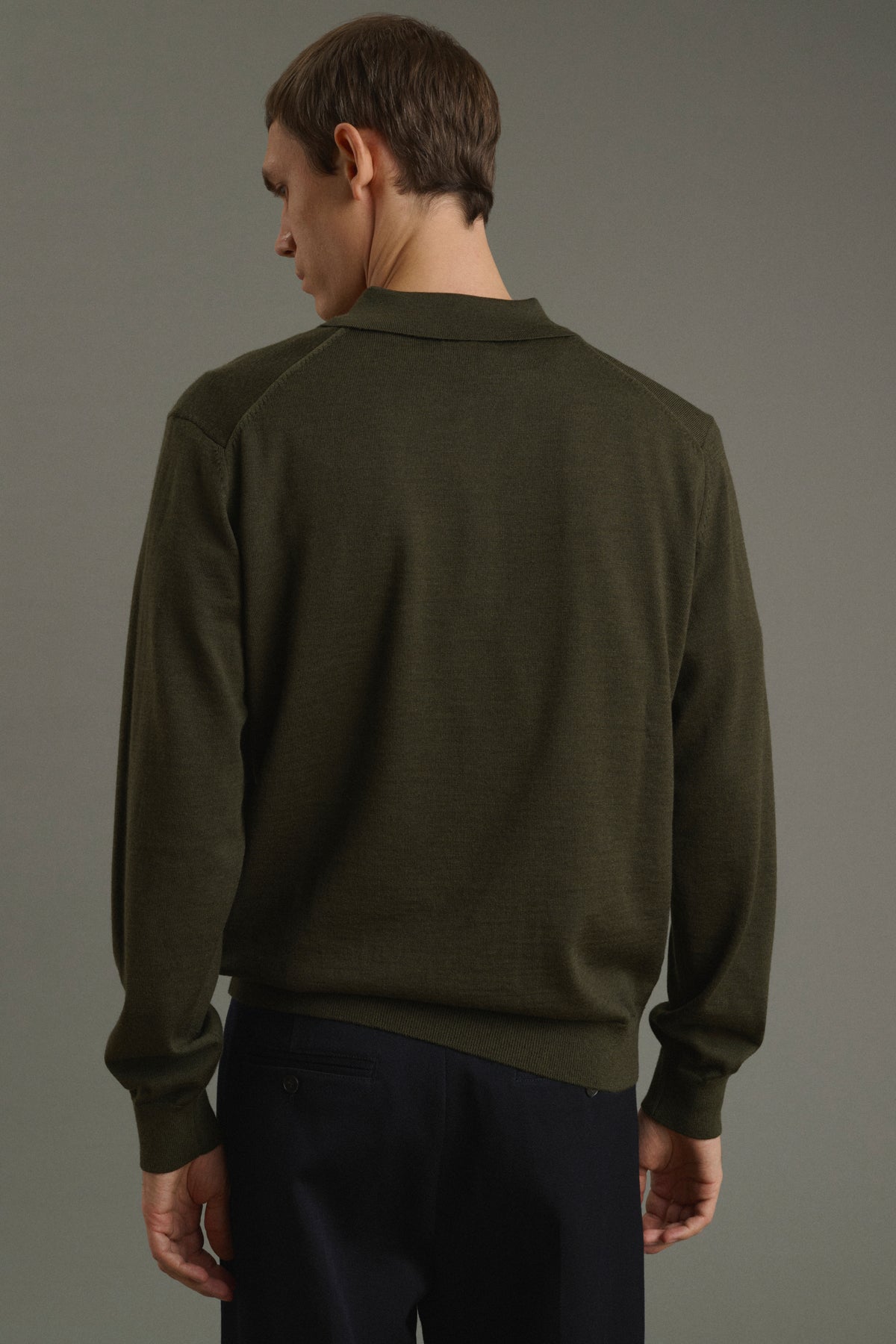 Pullover Etienne - Khaki meliert - Merinowolle - Herren