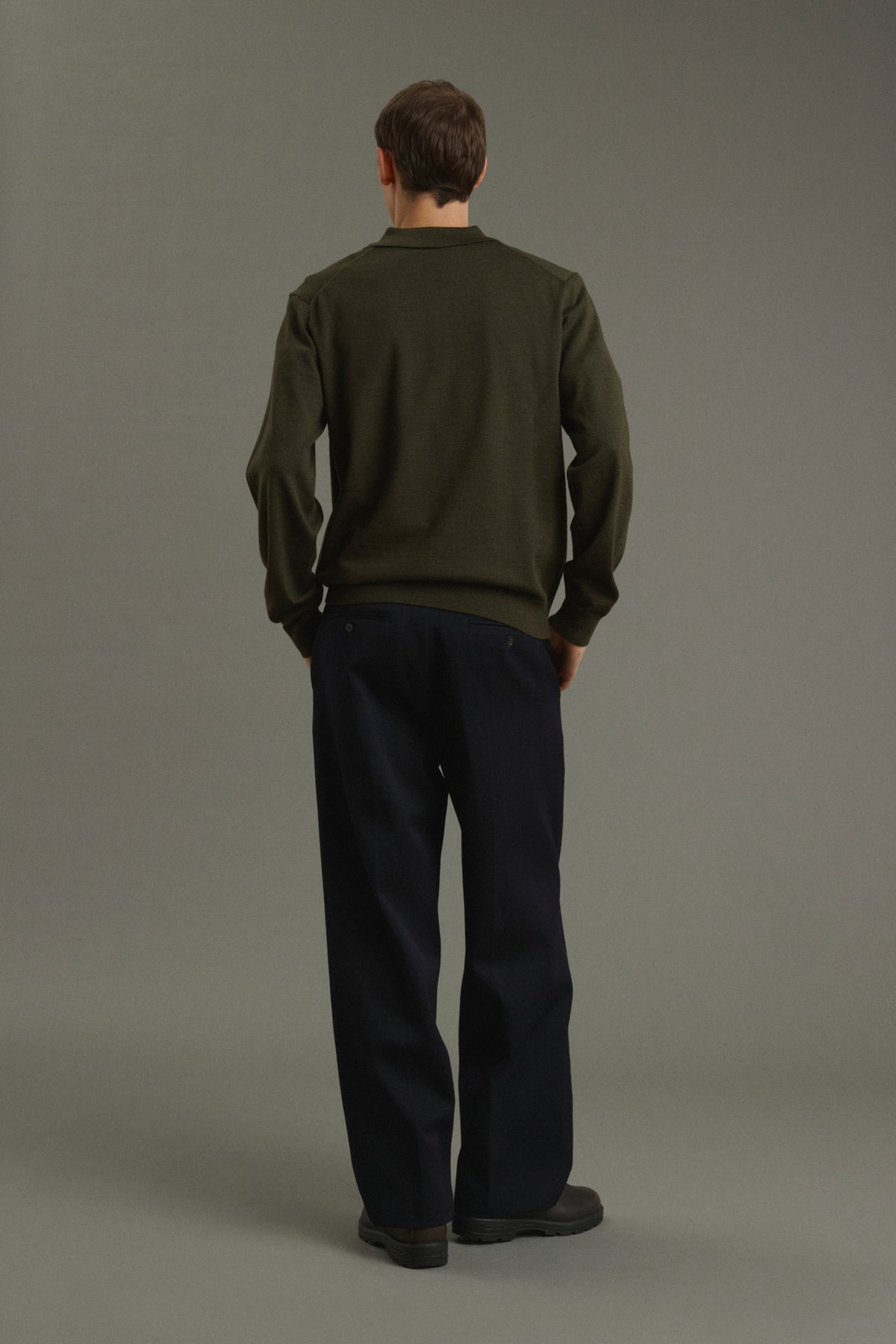Pullover Etienne - Khaki meliert - Merinowolle - Herren vue 4