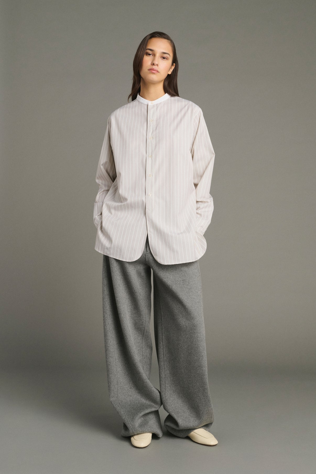 Lucile shirt - Hazelnut/Ecru - Cotton - Women vue 3