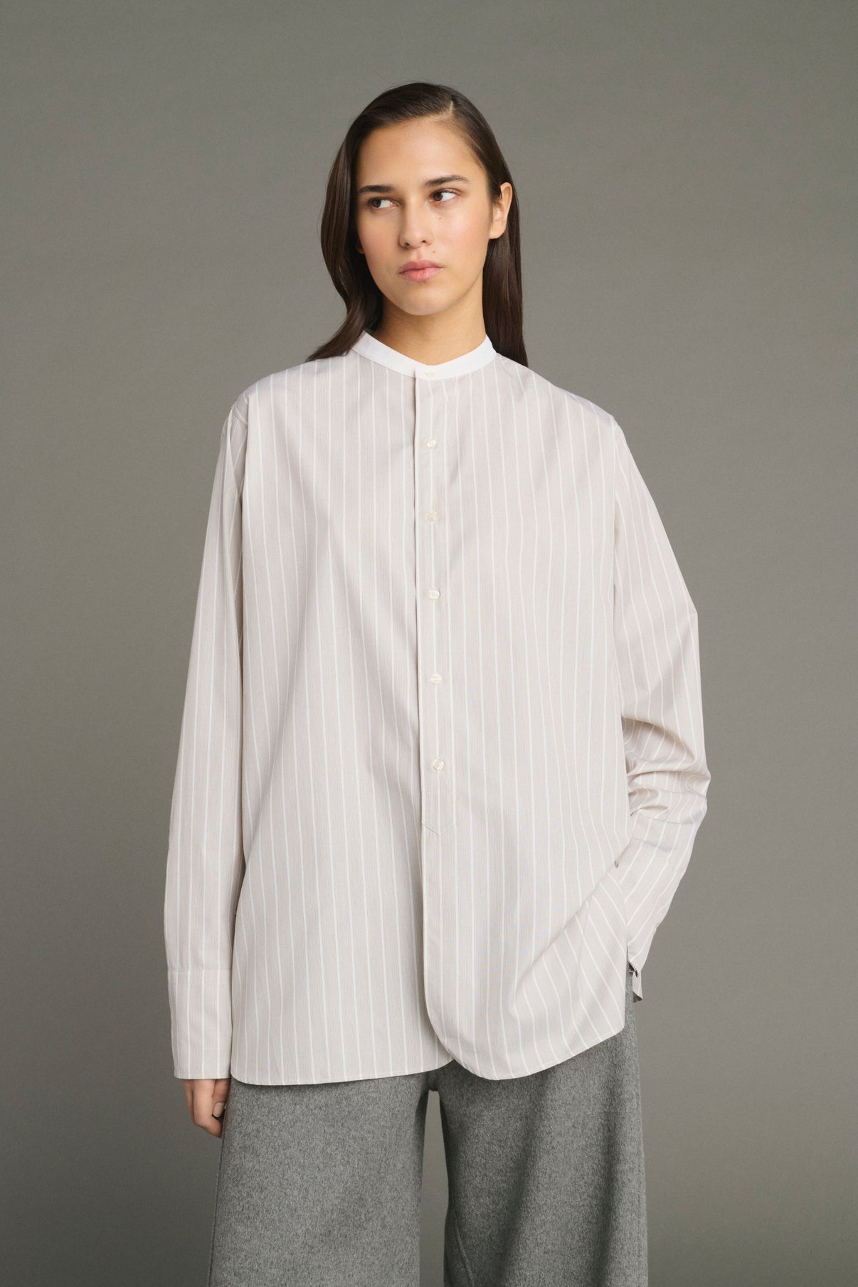 Lucile shirt - Hazelnut/Ecru - Cotton - Women vue 1