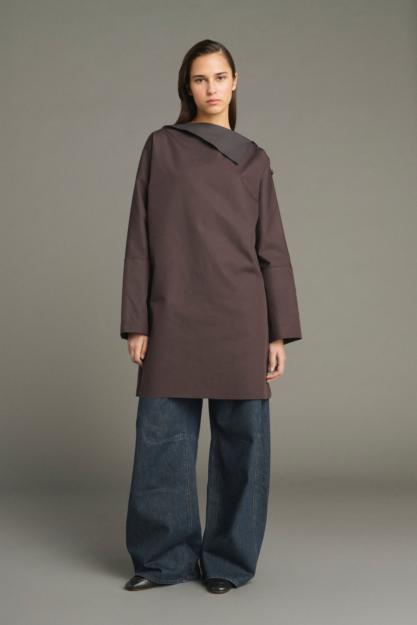Kleid Liris – Feige/Dunkelbraun – Baumwolle – Damen