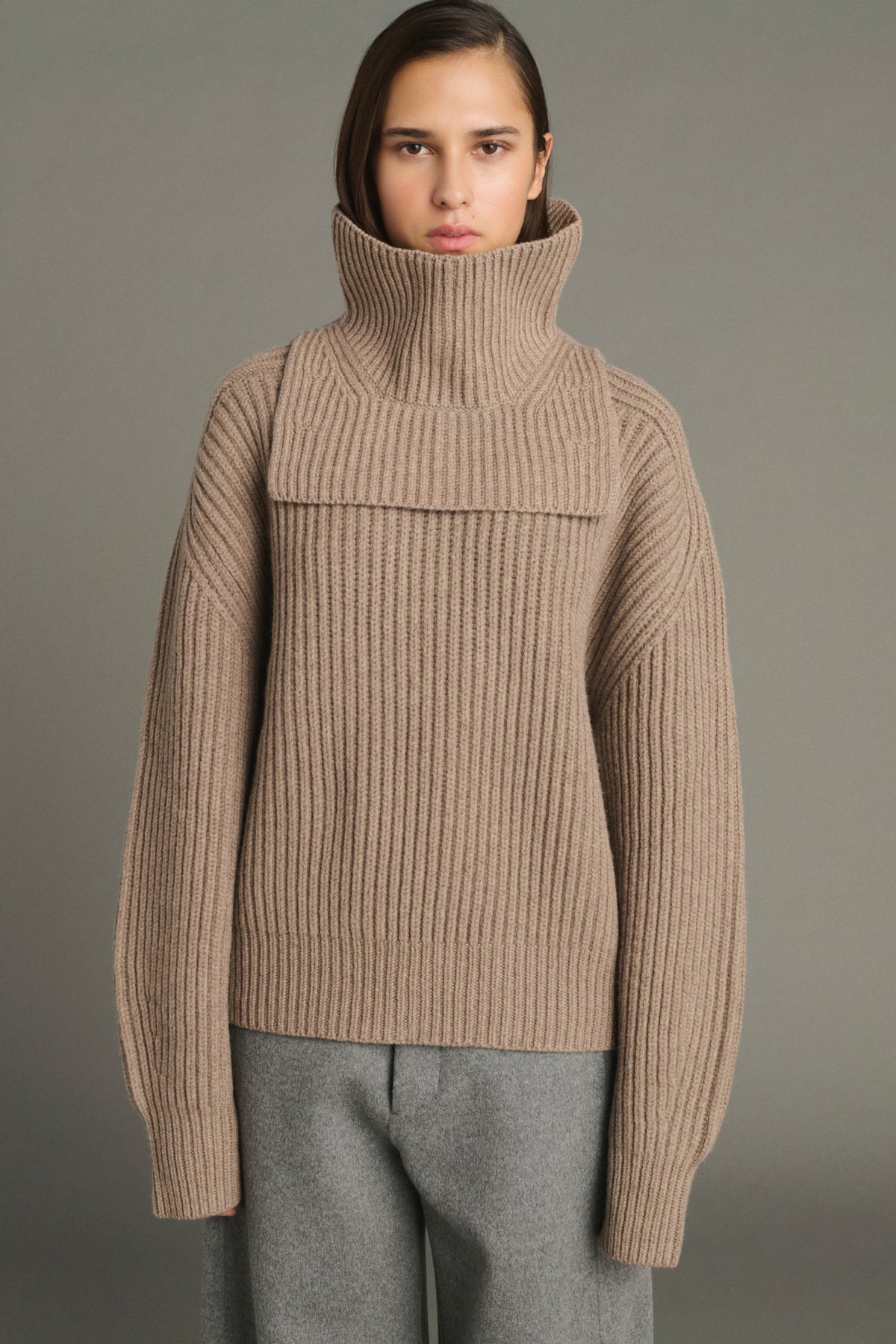 Kragen Gad – Beige Chiné – Merinowolle – Damen