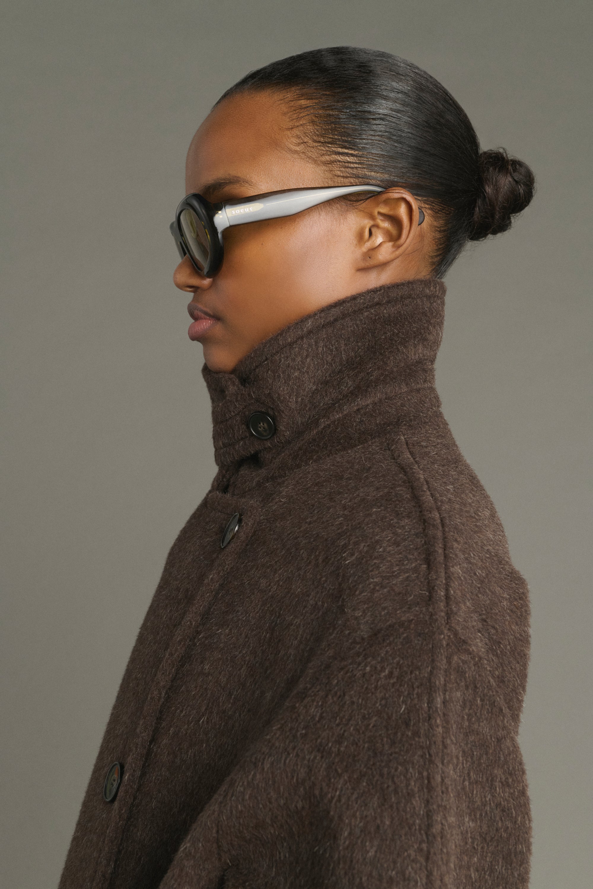 Jules Coat - Brown Brushed Wool Belted - Soeur