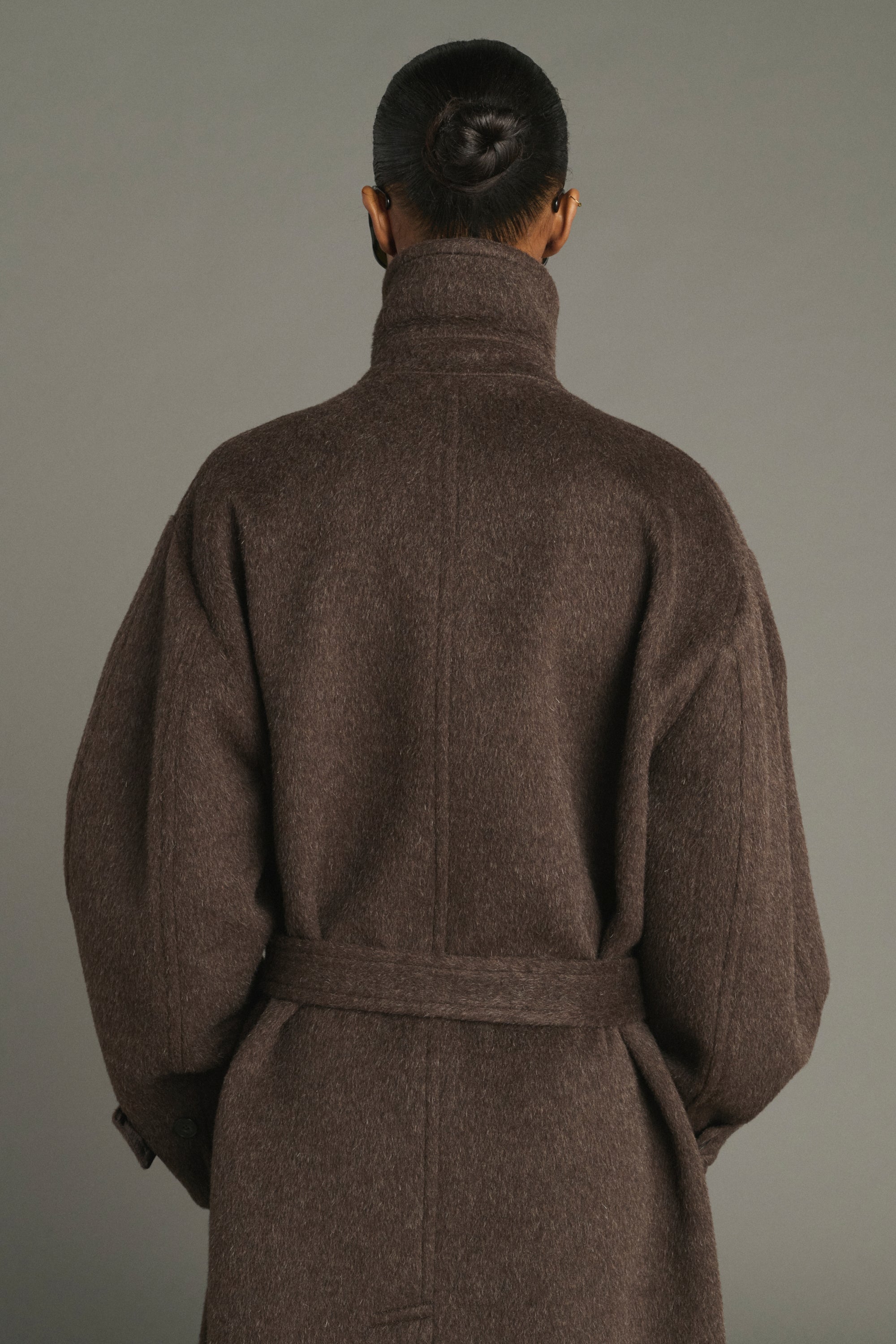 Jules Coat - Brown Brushed Wool Belted - Soeur