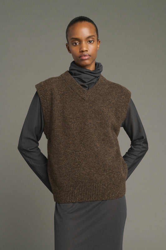 Pullover Karl – Braun Meliert – Merinowolle – Damen