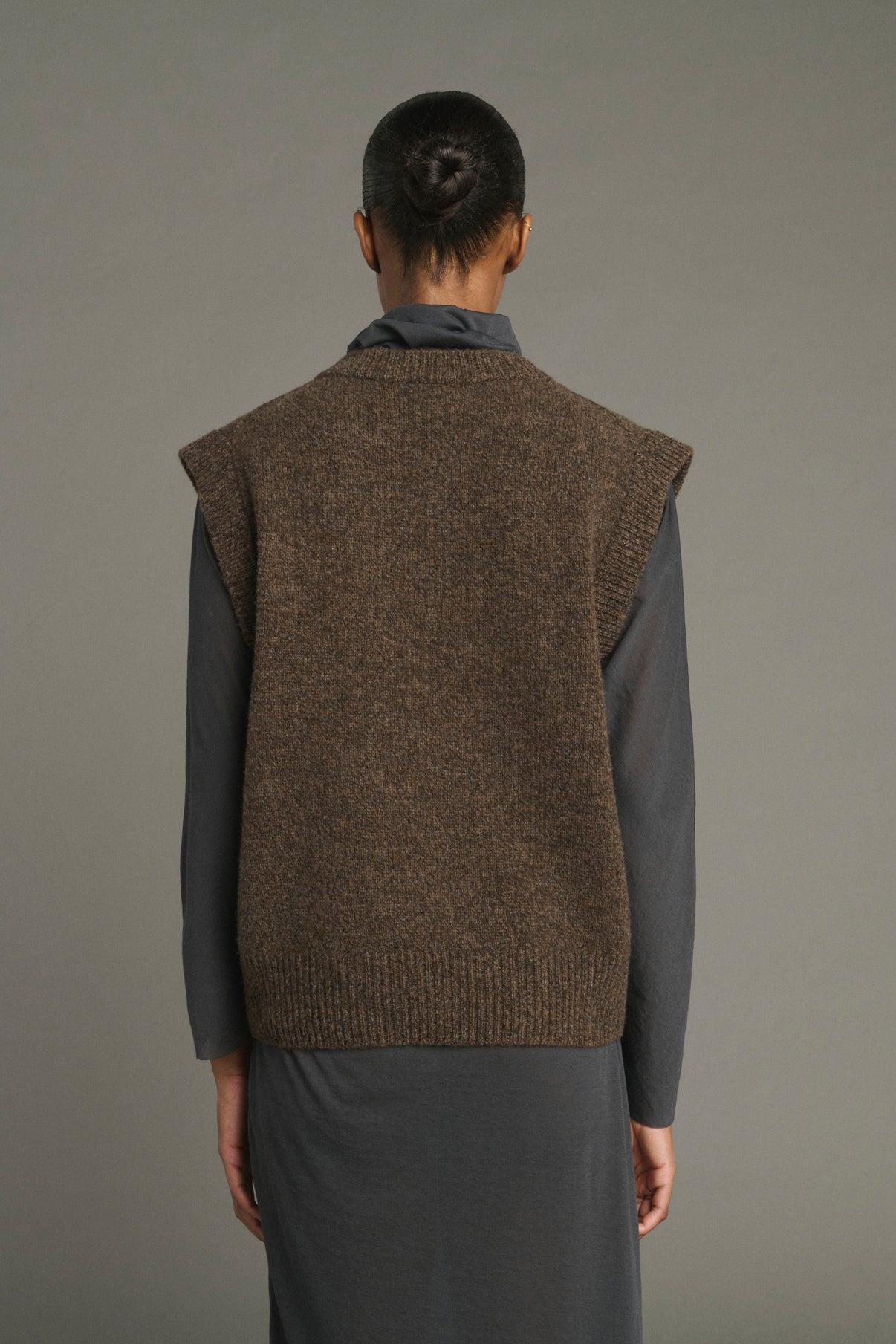 Pullover Karl – Braun Meliert – Merinowolle – Damen vue 4