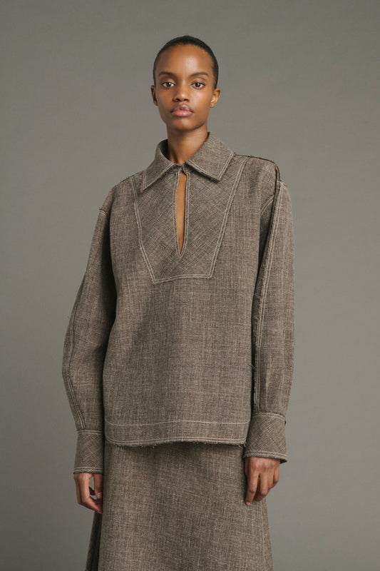 Bluse Jana - Braun Chiné - Damen