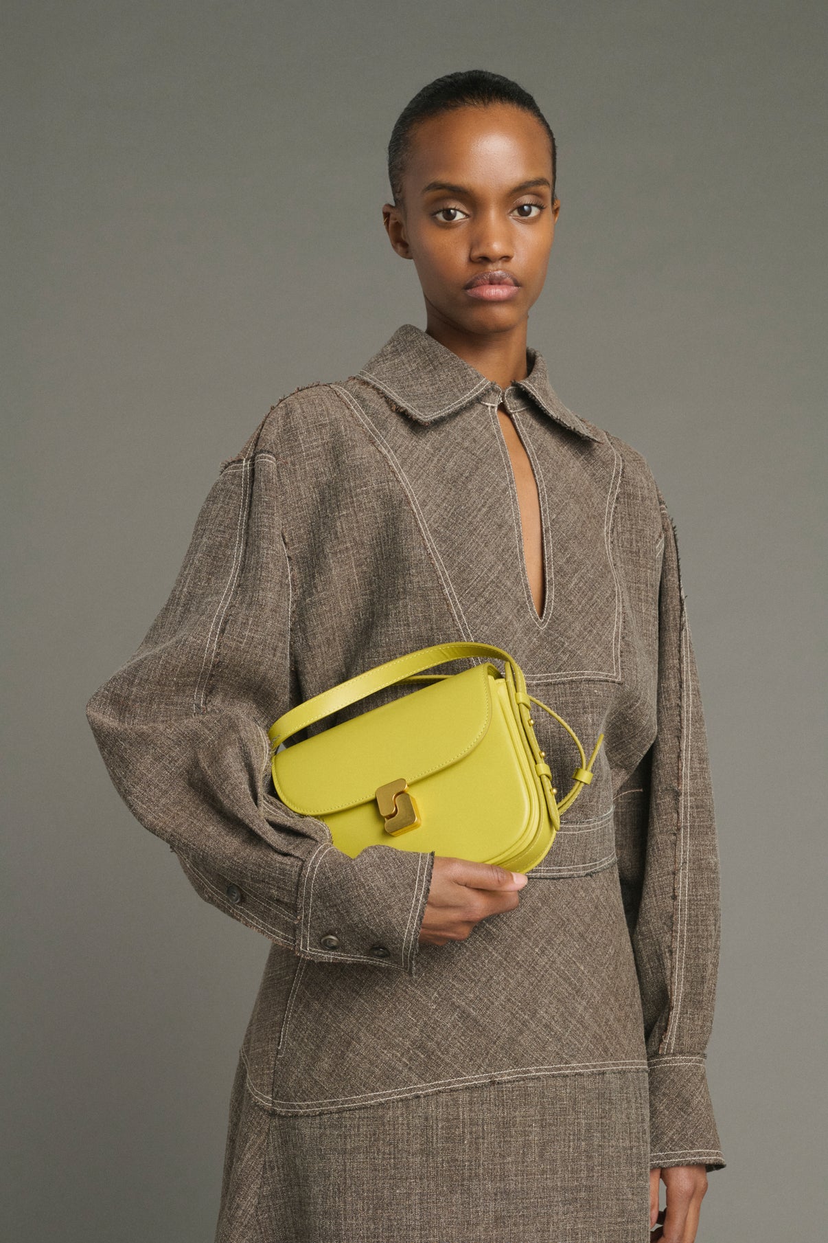 Tasche Bellissima Mini - Neongelb - Leder - Damen vue 2