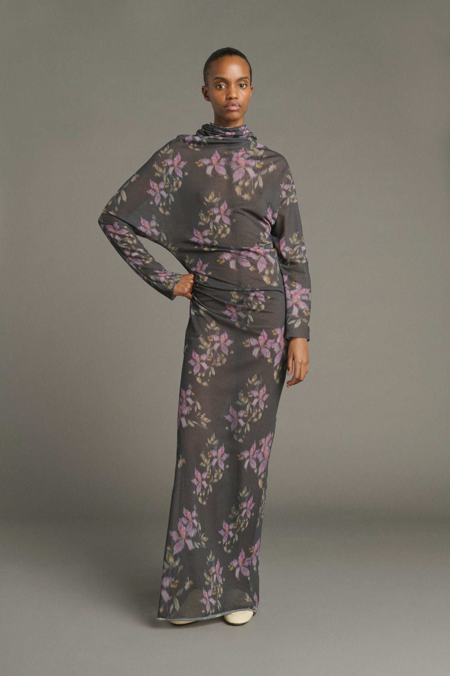 Kleid Lola – Anthrazit/Violett – Baumwolle – Damen