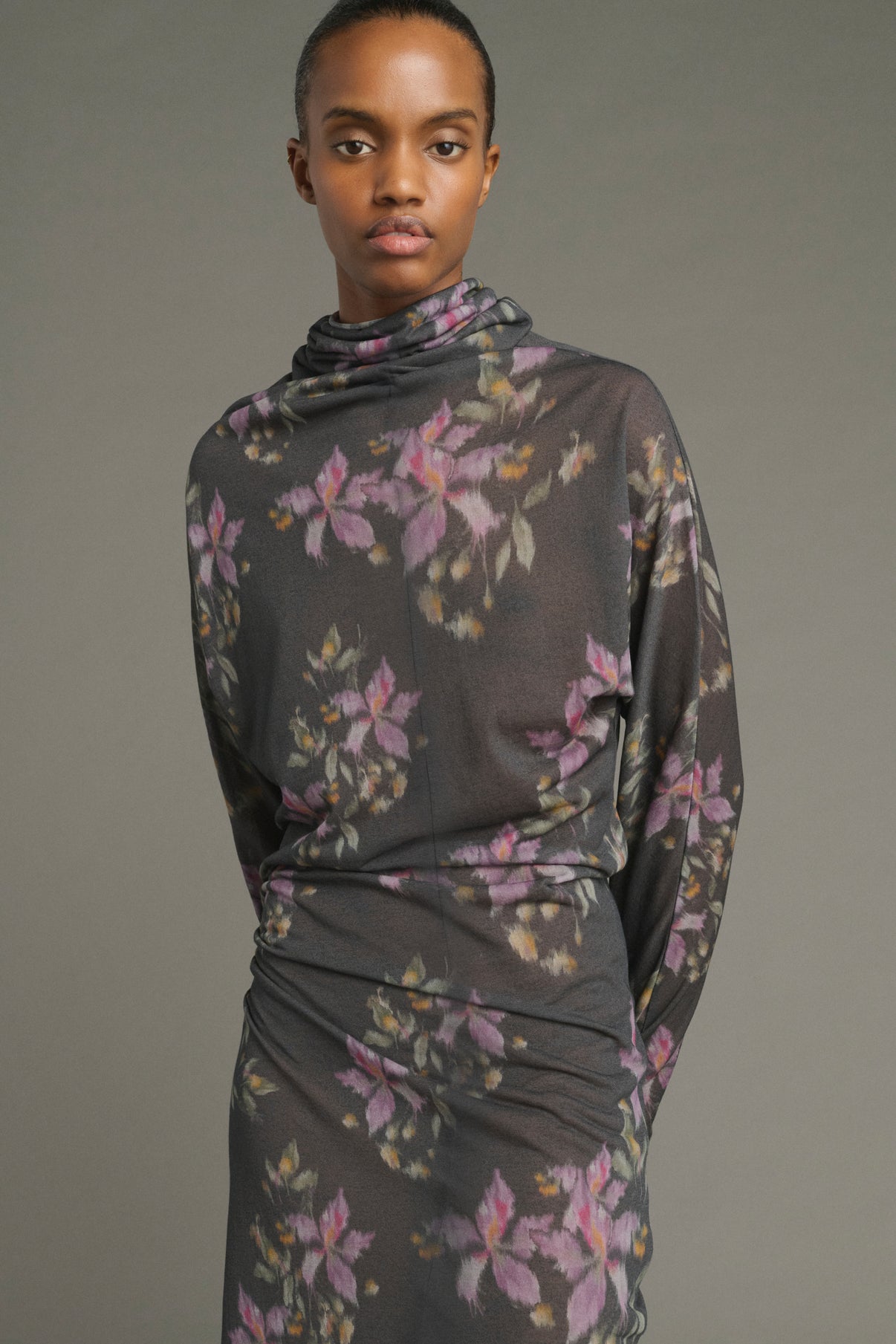 Kleid Lola – Anthrazit/Violett – Baumwolle – Damen vue 3