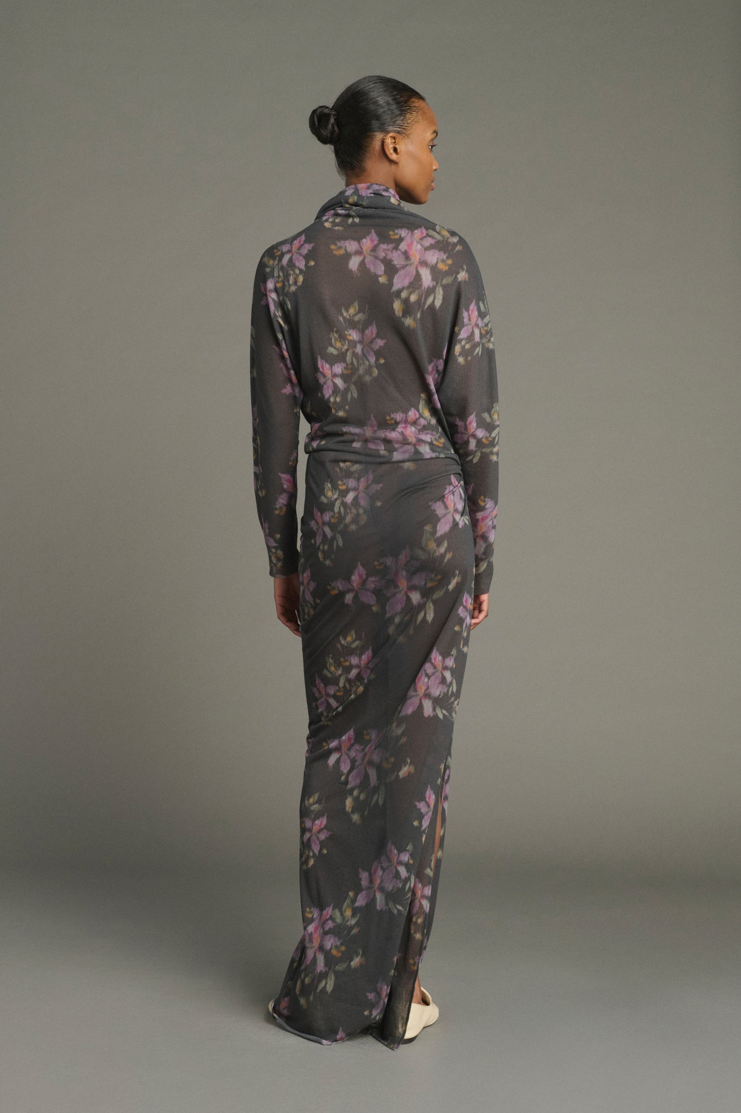Kleid Lola – Anthrazit/Violett – Baumwolle – Damen