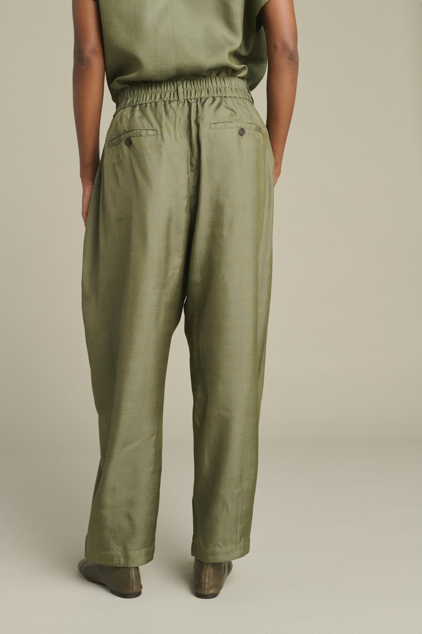 Hose Vernon - Graugrün - Seide - Damen