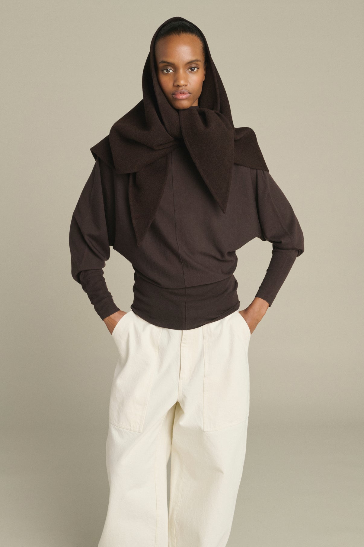 Cape Jamelia - Marron Foncé - Laine - Femme vue 2
