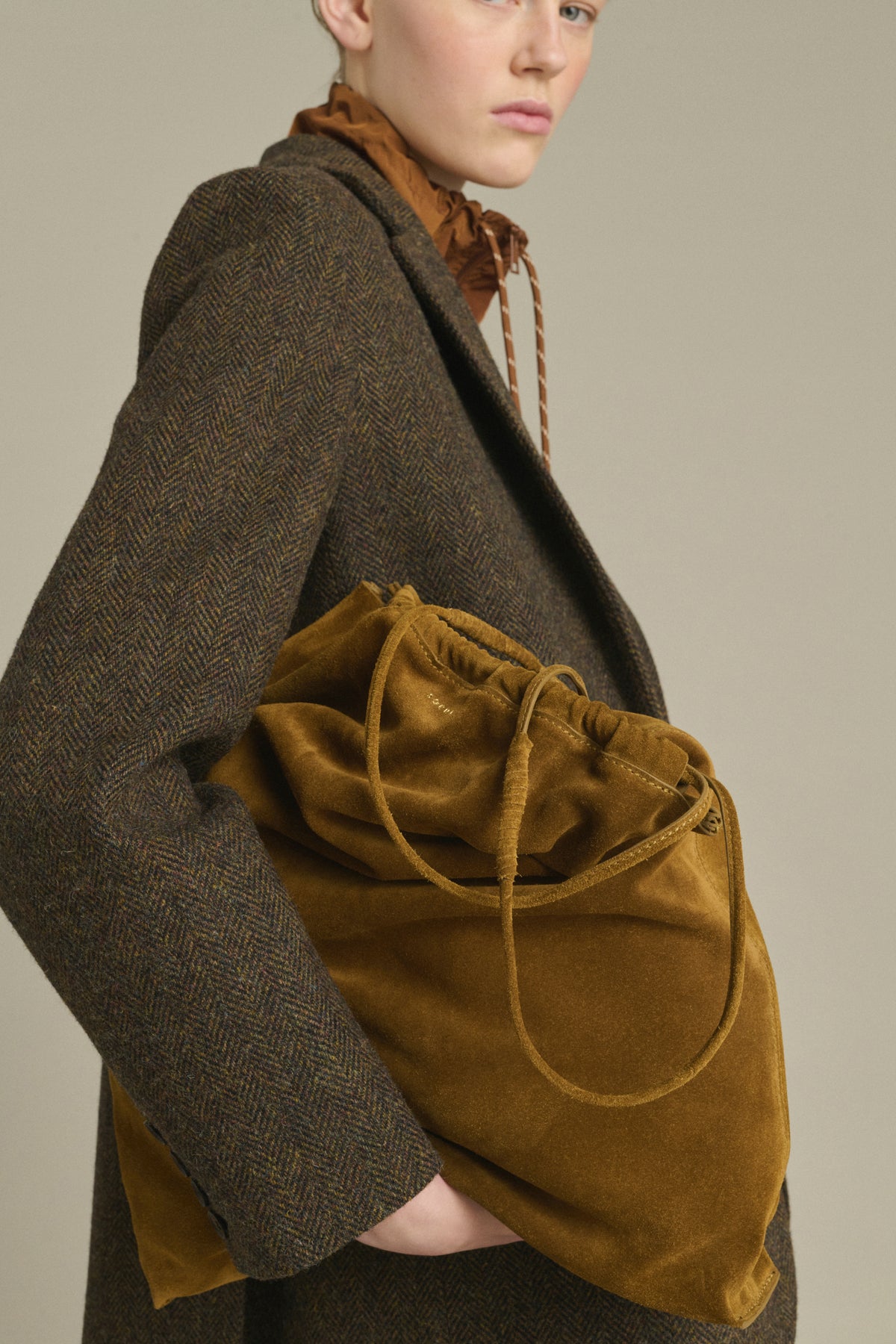 Tasche Sia - Karamell Spaltleder Gerafft - Soeur vue 2