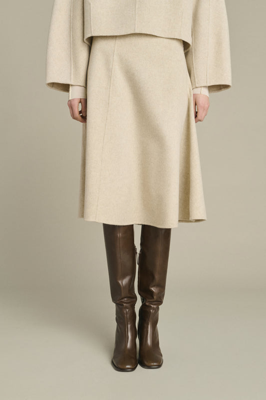 Kelya Skirt - Ecru/Grey - Wool - Women