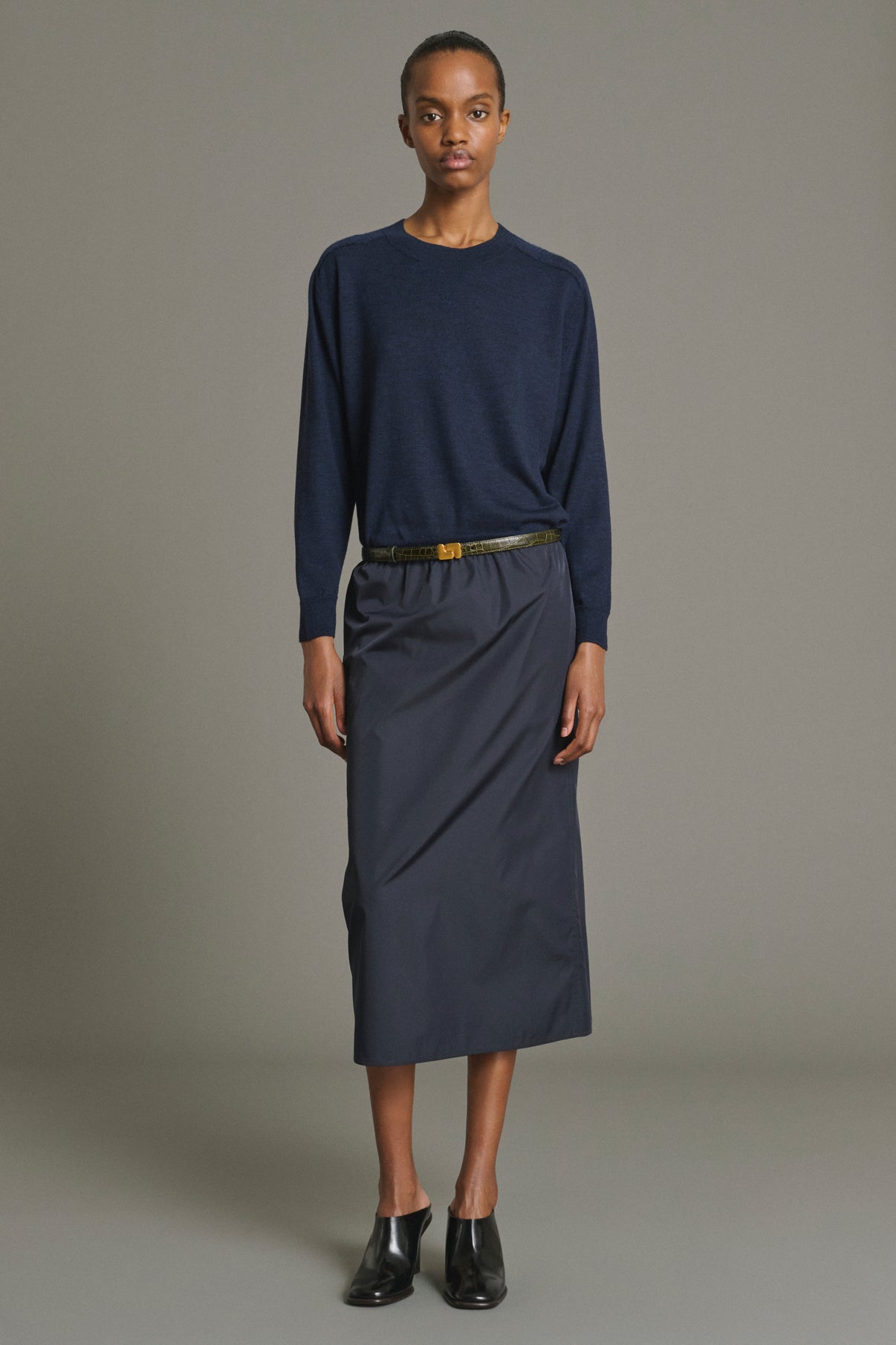 Pullover Pio – Marineblau Feines Merino-Leder Damen – Soeur vue 3
