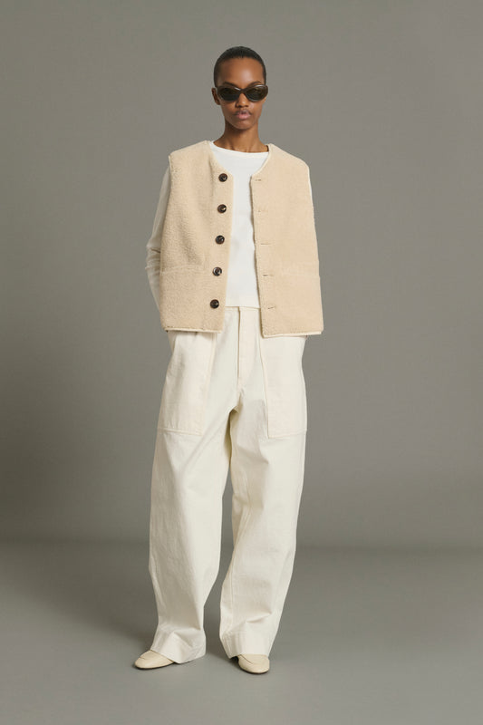 Gilet Fusil - Écru Fausse Fourrure Femme - Soeur