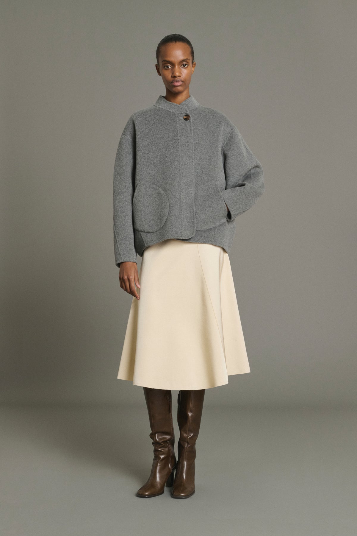 Mantel Windsor – Hellgrau – Wolle – Damen