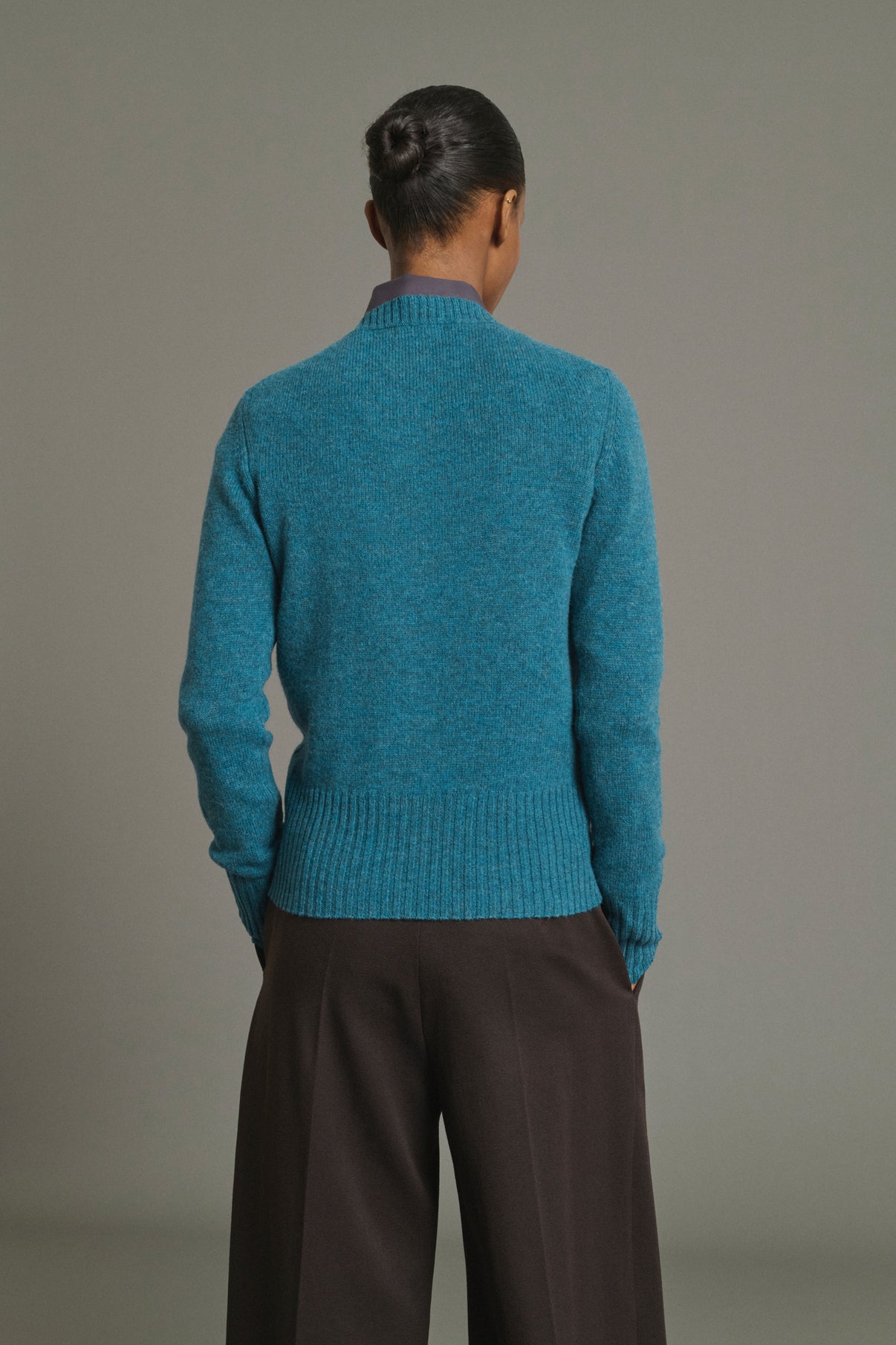 Fugu Cardigan - Persian Blue - Merino Wool - Women vue 4
