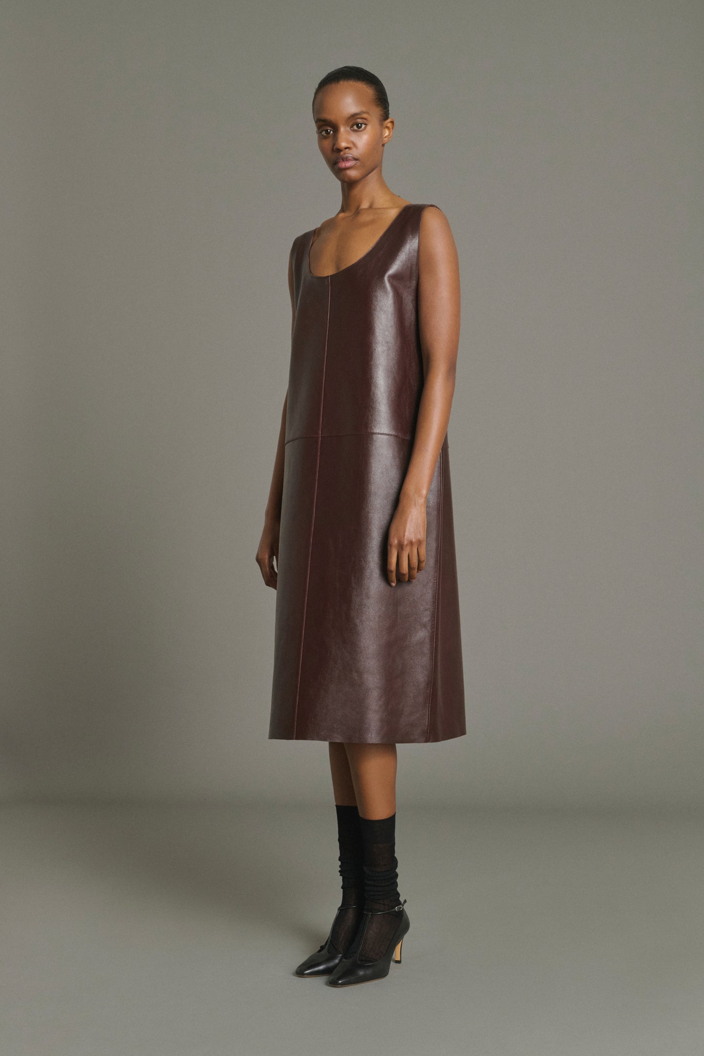 Kleid Joa – Bordeaux – Leder – Damen