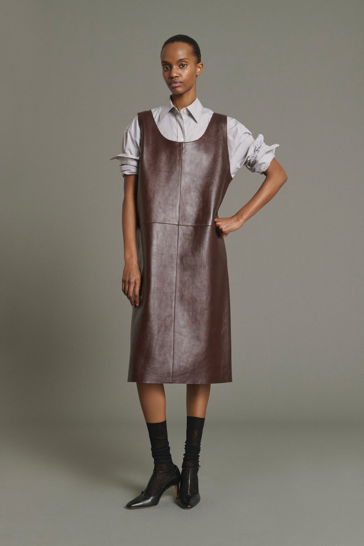 Kleid Joa – Bordeaux – Leder – Damen vue 5