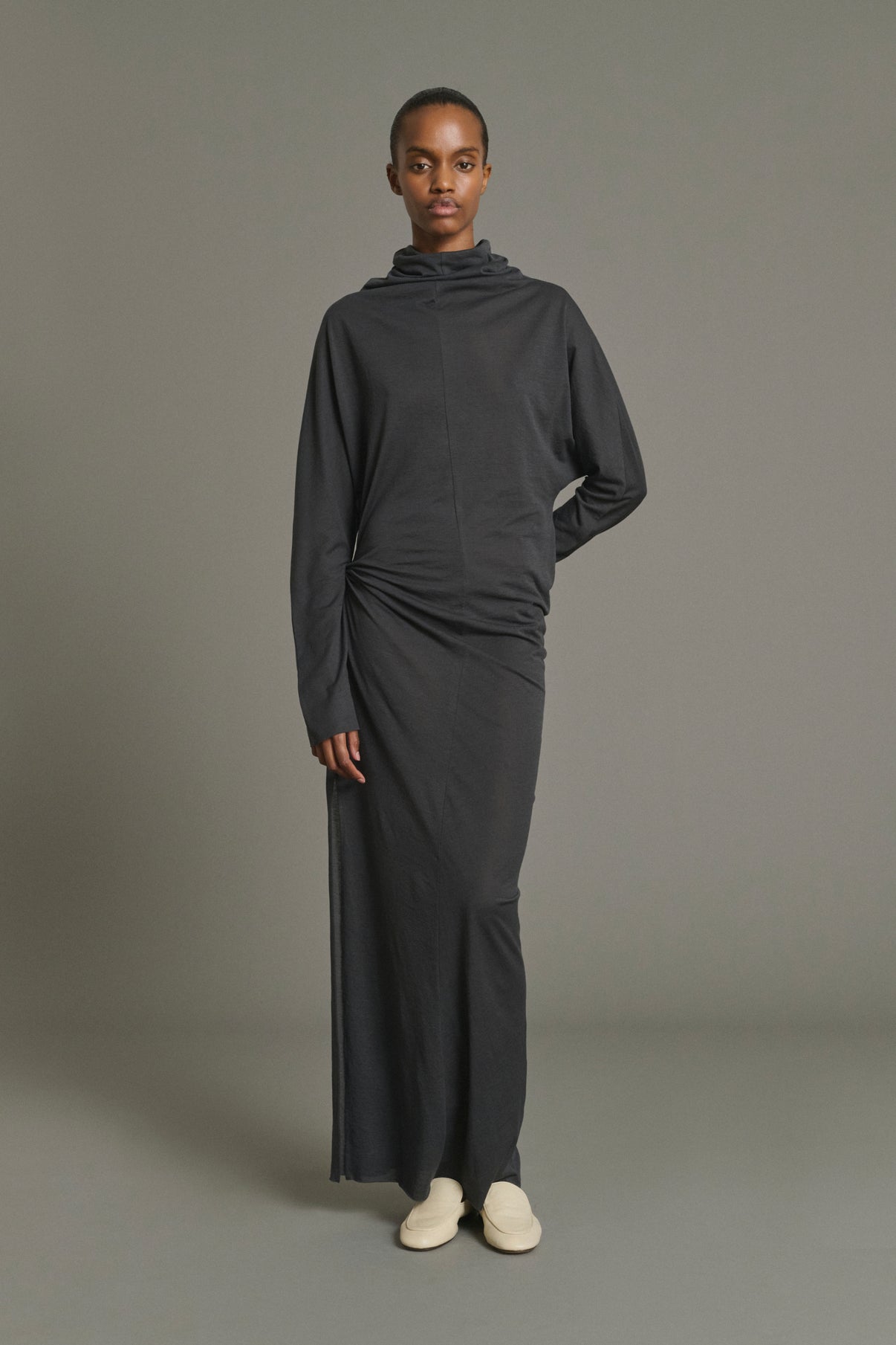 Lola Dress - Anthracite Grey - Cotton - Women vue 1