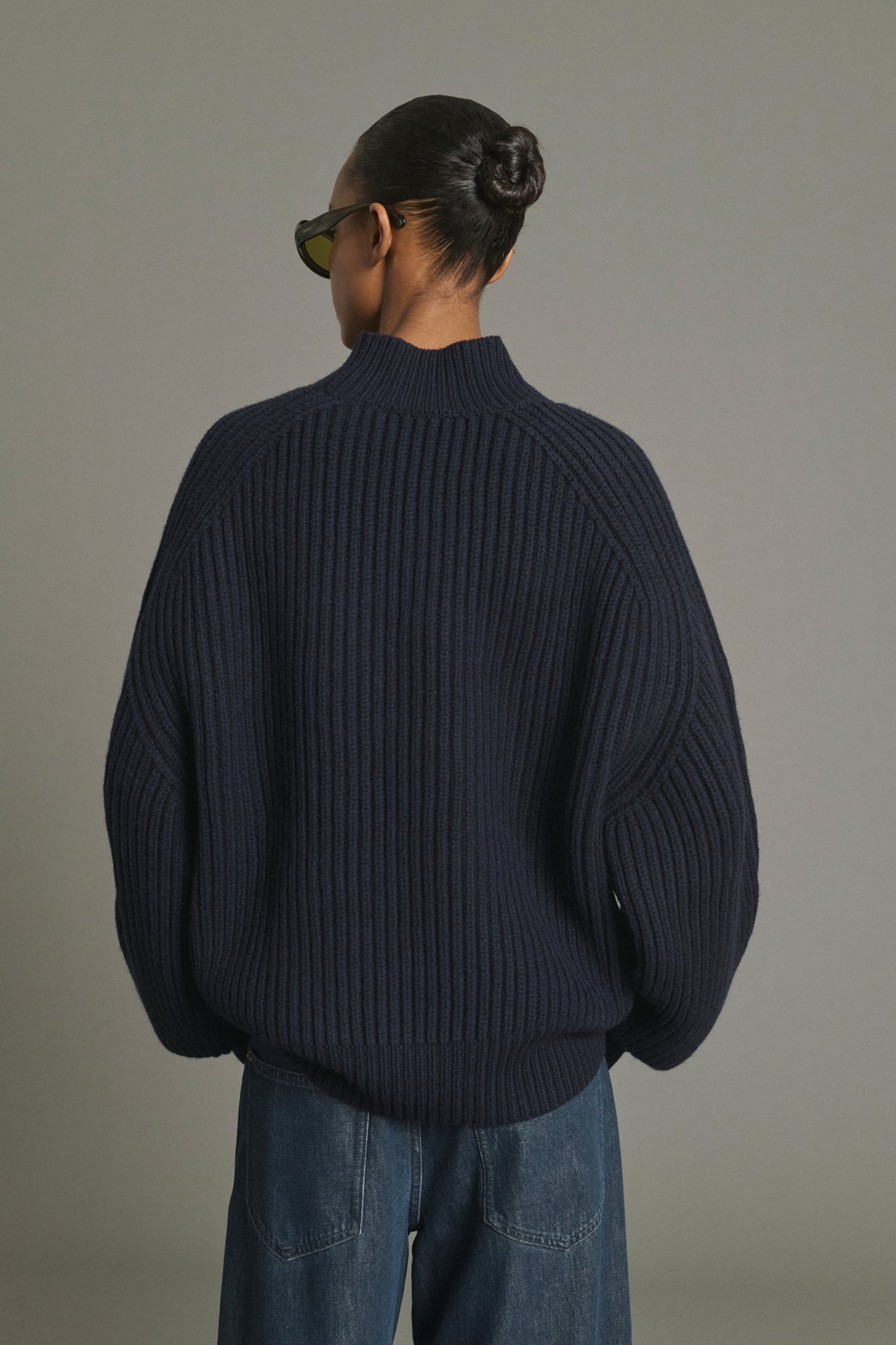 Pullover Flamand – Marineblau Merino-Wolle Grobe Rippen – Soeur vue 2