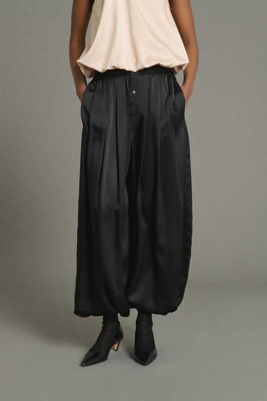 Hose Leopold – Schwarz – Seide – Damen