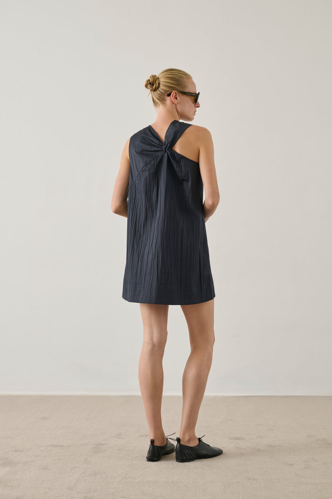 navy blue women dress Imani - Pleated Cotton Relaxed Size:Coat Size 38 Long Black Lace One sizechart-one-shoulder-maxi-dress-default
