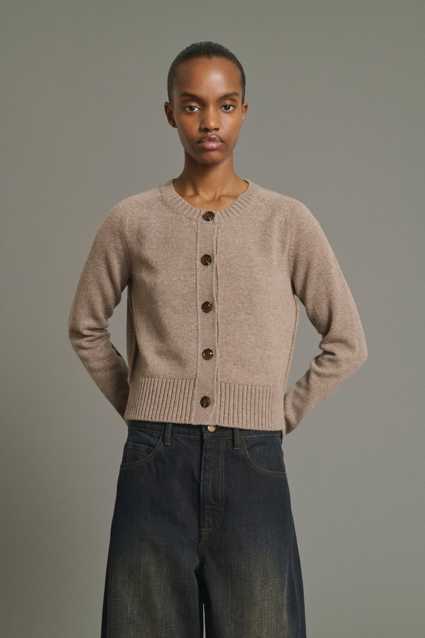 Cardigan Virginia - Beige Meliert - Merinowolle - Damen