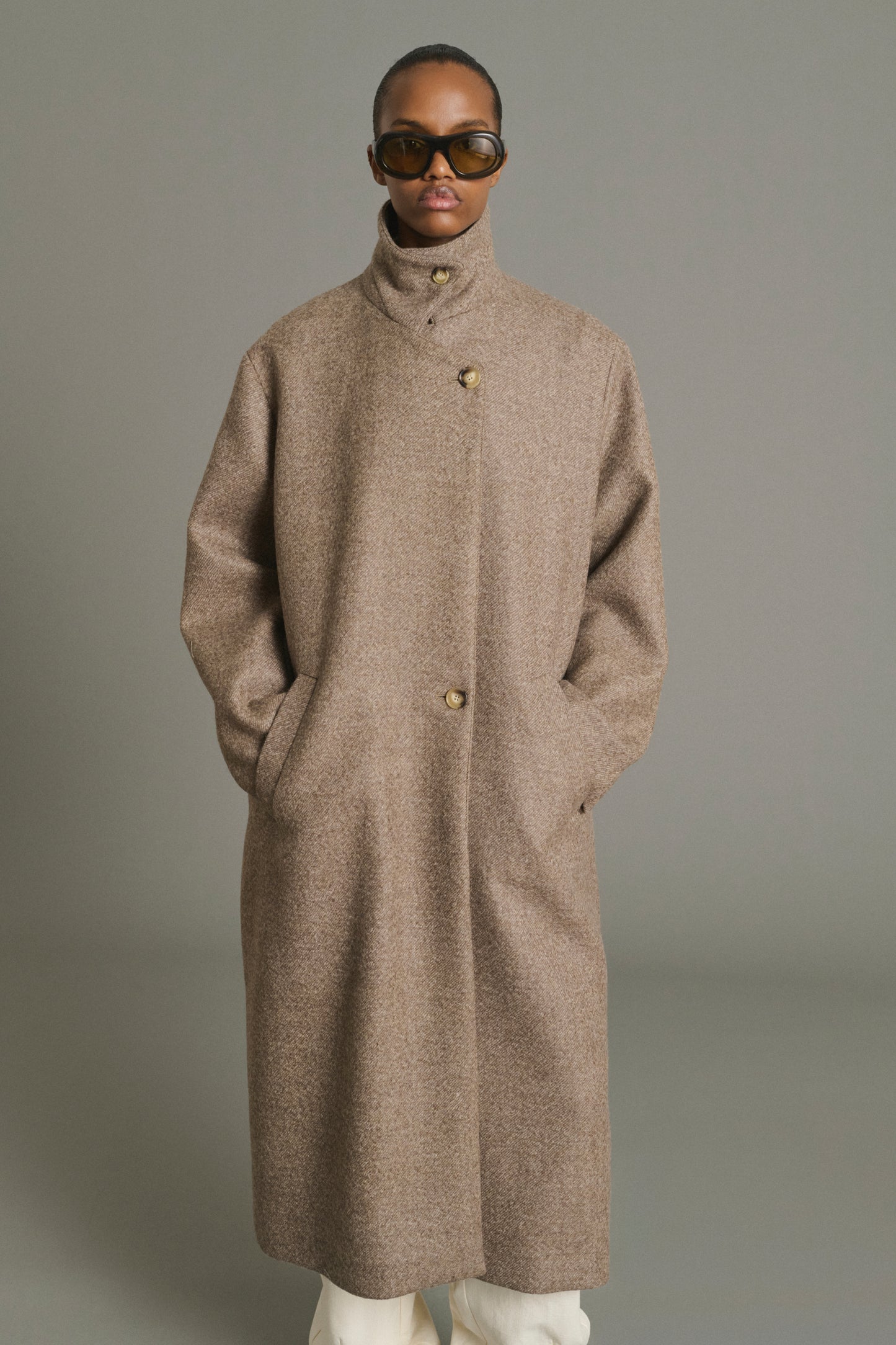 Mantel Germain – Taupe – Wolle – Damen